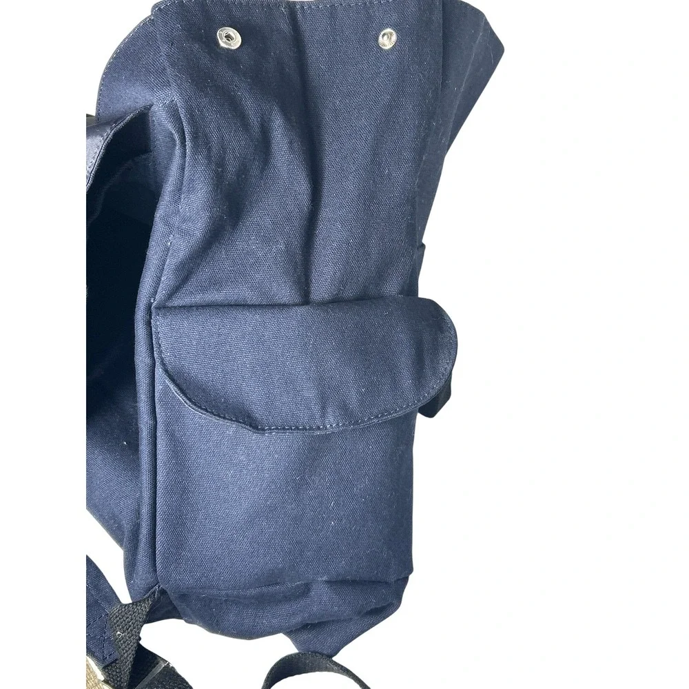Jean Paul Gaultier Navy Blue White Stripe Canvas Backpack